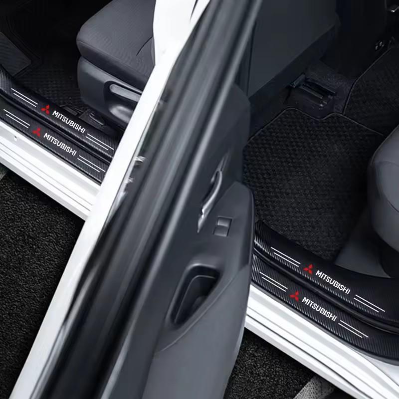 Car Door Carbon Fiber Sill Protector Sticker For Mitsubishi Eclipse Outlander Pajero ASX Colt I200 Space Triton Ralliart Ex Star