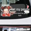 "Let My People Have Good Luck" Heart-Shaped Reflective Rear Windshield Sticker - Cute Warning Design