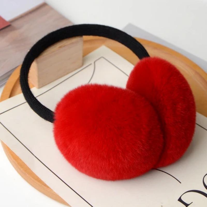Natural 100% Rex Rabbit Fur Earmuffs Winter Accessories for Women Winter Ear Muffs Fluffy Earmuff Ear Cover for Winter