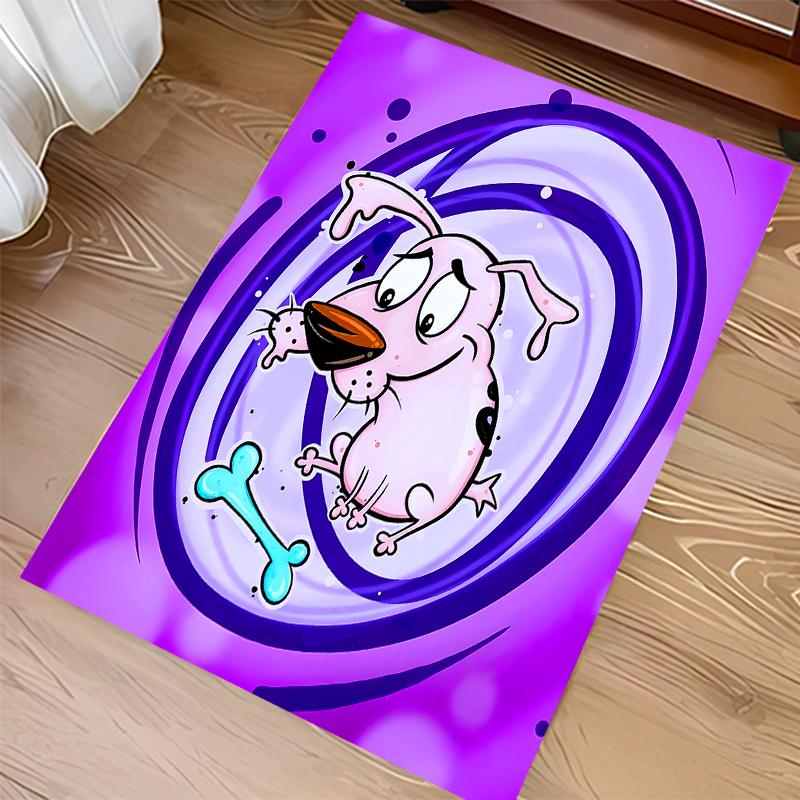 1pc Courage the Cowardly Dog Print Area Rug - Soft, Washable Non-Slip Indoor Mat for Office Chairs, Living Room, Home Office Decorative Rug