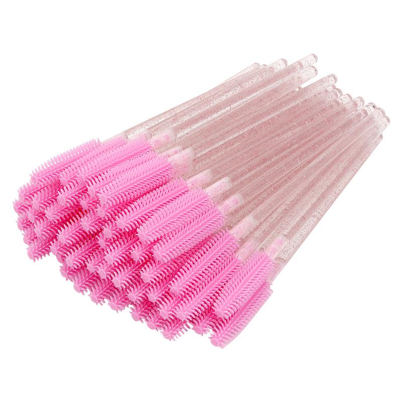 Silicone Crystal Rod Disposable Mascara Brushes, Portable Style, 50-Piece Bag, Convenient Eyelash Comb