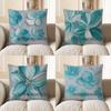 Home Decor Blue Flowers Decorative Digital Print Pillow Cover Pattern Cushion Cover Suitable For Sofa Bedroom Car Pillow Cover