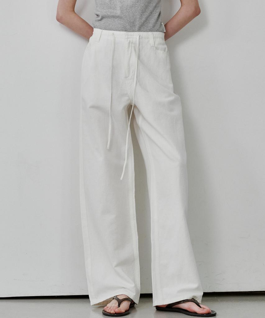 MALOUPE 9160 Linen Wide Pants (White)