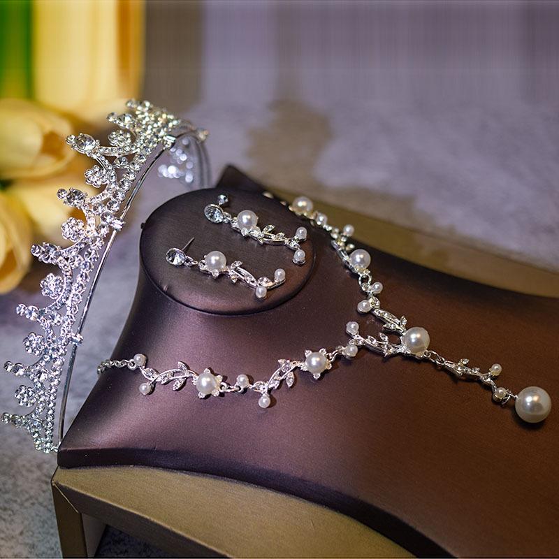 Neuer Diamant Silber Prinzessin Tiara Atmosphäre Hochzeitskleid Super Flash Kristall Luxuriös Göttin Braut Hochzeitskrone
