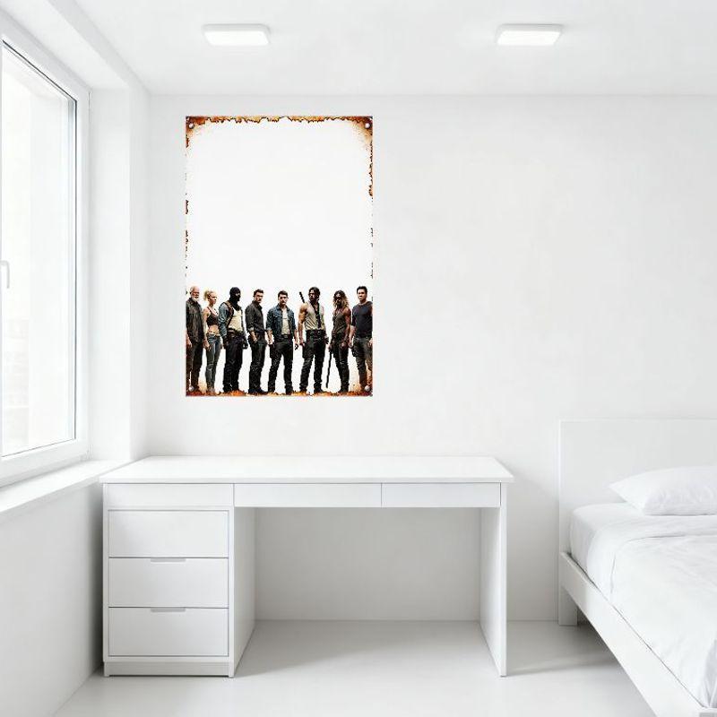 Post-Apocalyptic Survival Group Action Movie Metal Tin Sign, Vintage Rustic Wall Plaque for Man Cave, Bar, Home Decor