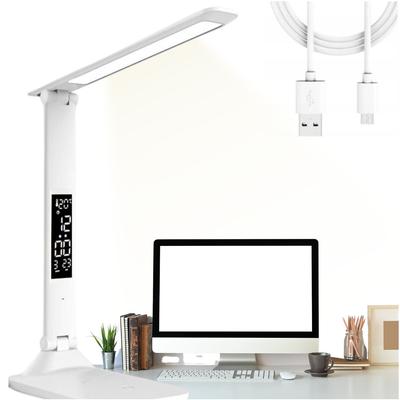 LED-Schreibtischlampe mit Display, Bürolampe, Uhr, Temperatur, Schule