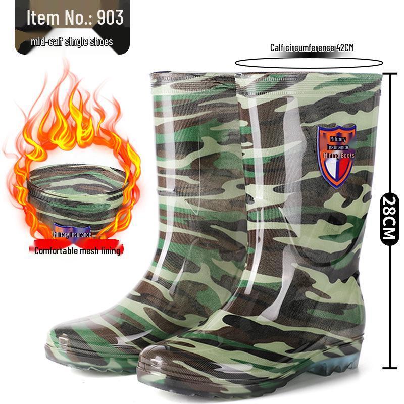 Men's Military Protection Non-Slip High-Top Water & Rain Rubber Shoes