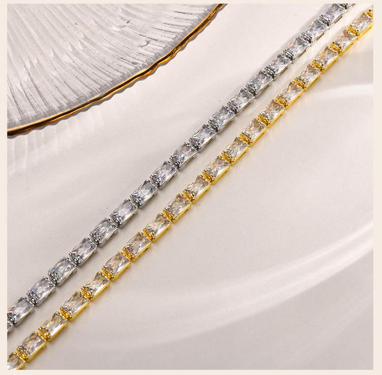 Square Tennis Bracelet, Princess Cut Cubic Zirconia Bracelet for Women Bangle 4mm