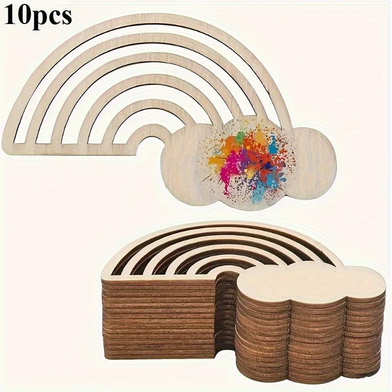10/30pcs Unfinished Wooden Rainbow and Clouds Shape Craft Pieces Hangings for DIY Painting -for Weddings, Birthday, Home Decor