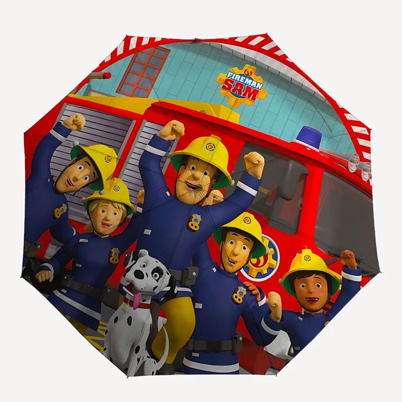 Fireman Fire Trucks Themed Travel Umbrella 8 Ribs Automatic Opening and Closing,Portable Folding Design,Compact and Stylish Umbrella Suita