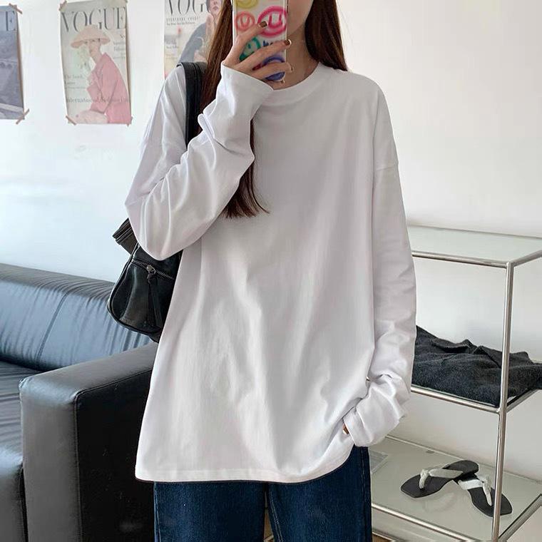 Women's Plus Size Long Sleeve Cotton T-shirt - Trendy American Brand for Spring and Autumn