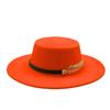 Female Autumn And Winter British Retro Top Hat Jazz Hat French Socialite Hepburn Style Belt Buckle Tweed Wide Brim Flat Top Hat
