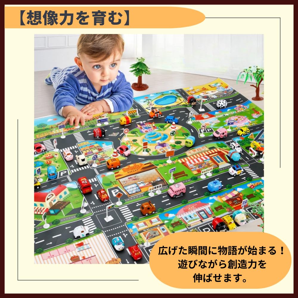 ideamall Play Mat, Road Mat, Miniature Cars, Large, Traffic, Vehicle Map Sheet, 130 x 100 cm