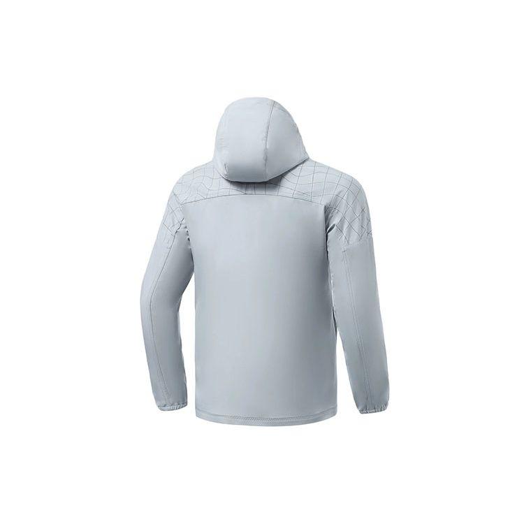 Li Ning Running Series Color Block Solid Hooded Long Sleeve Fleece Reflective Sports Jacket Men Jacket Coin-Gray AFDR691-2