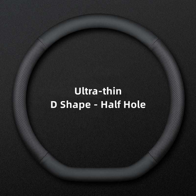 Vollleder-Abdeckung für alle Jahreszeiten Auto-Lenkradabdeckung Ultradünn Rutschfest D-Form Atmungsaktiv Auto-Lenkradschutz