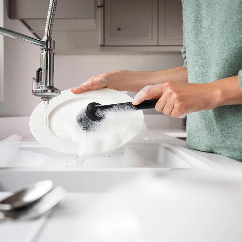 Dozownik mydła do kuchni z uchwytem na gąbkę (bez gąbki), nadaje się do zlewu, mydła do rąk i płynu do mycia naczyń