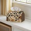 1pc 2D Printed Leopard Print Leaf Pattern Tissue Box, Suitable for Living Room, Bedroom, Dining Room, Office, Polyester Material, Large Size, 2D Flat