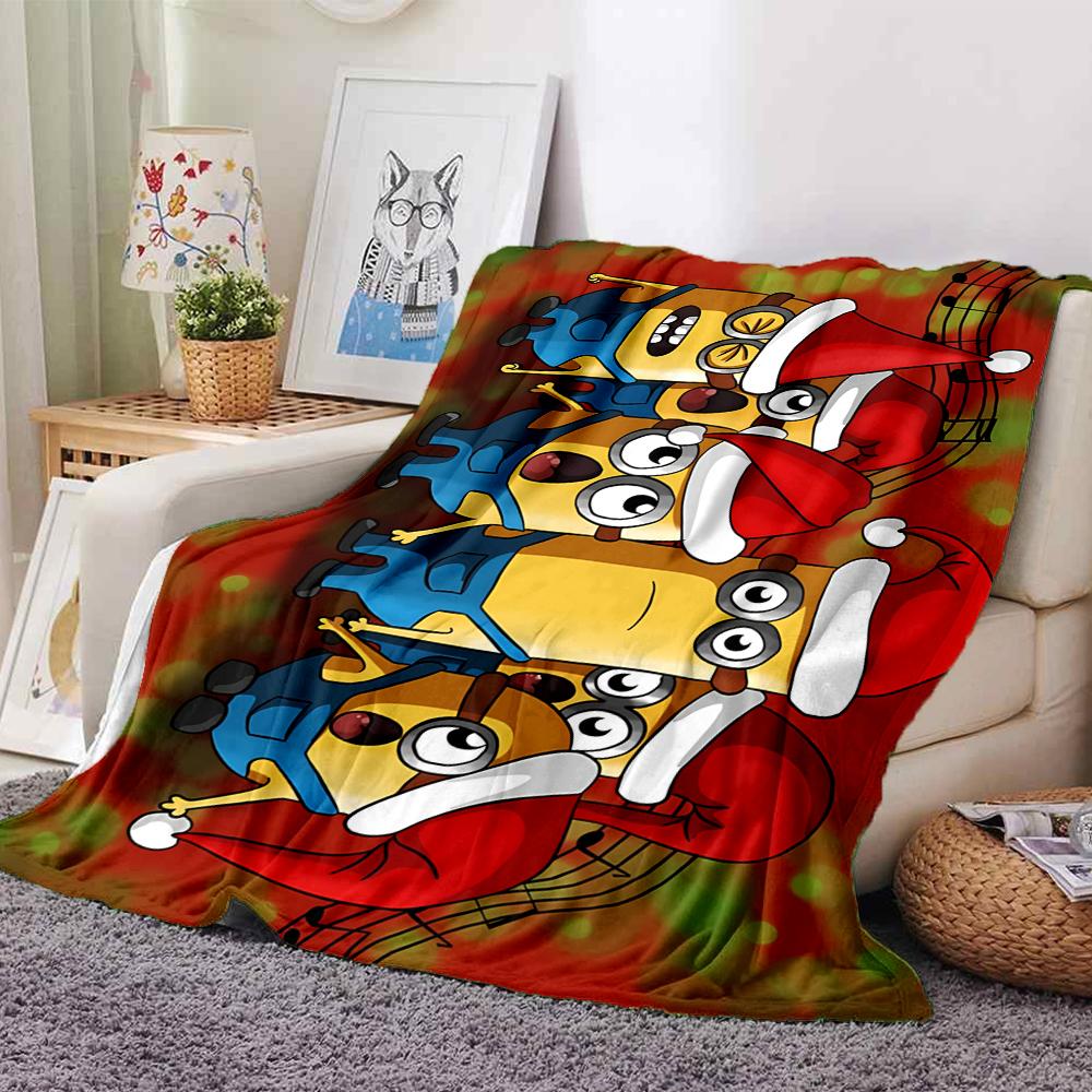 1Pc Happy Minions Holiday Wreath Blanket Soft Throw Blanket For Home Bedroom Bed Sofa Travel Office Solid Christmas Blanket