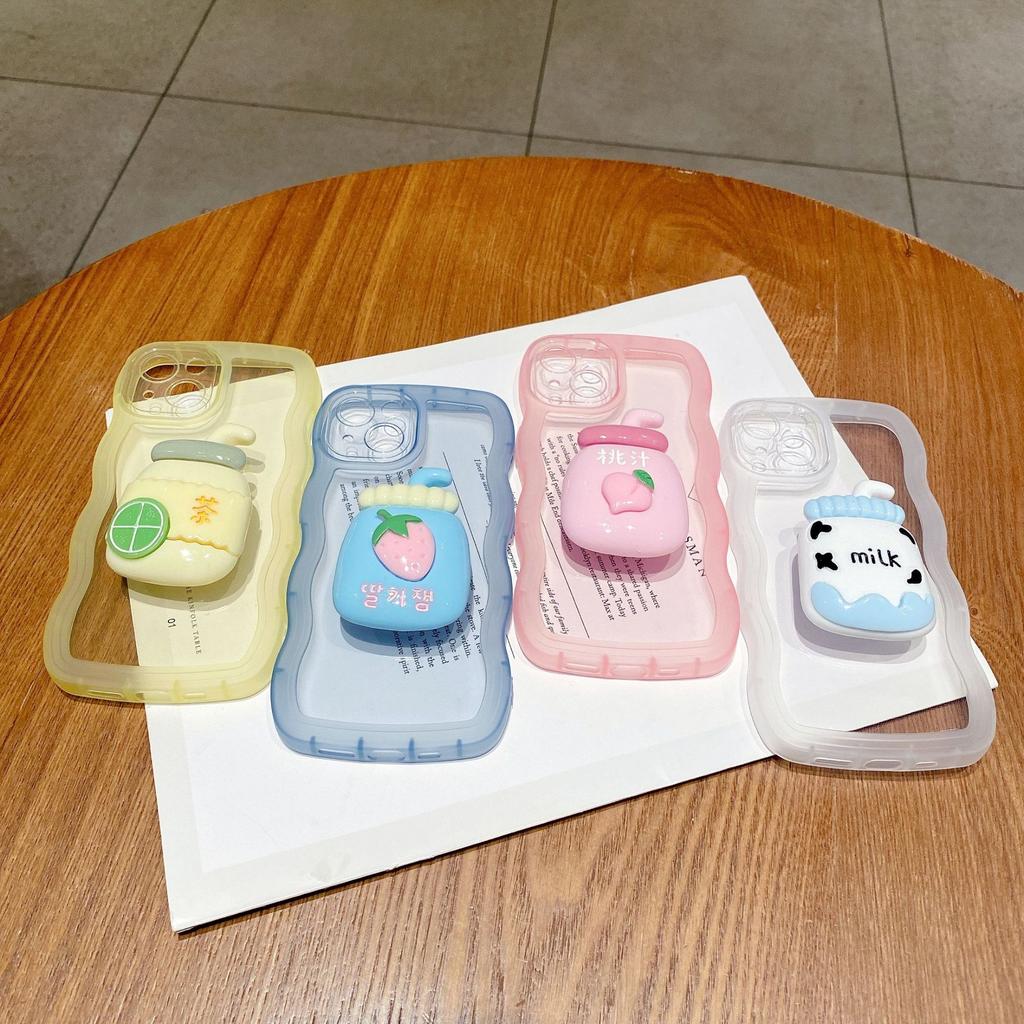 Applicable To Apple 15PRO Wavy Side Beverage Stand Mobile Phone Case IPhone 12 Soft Shell Anti-fall Color Protection Case