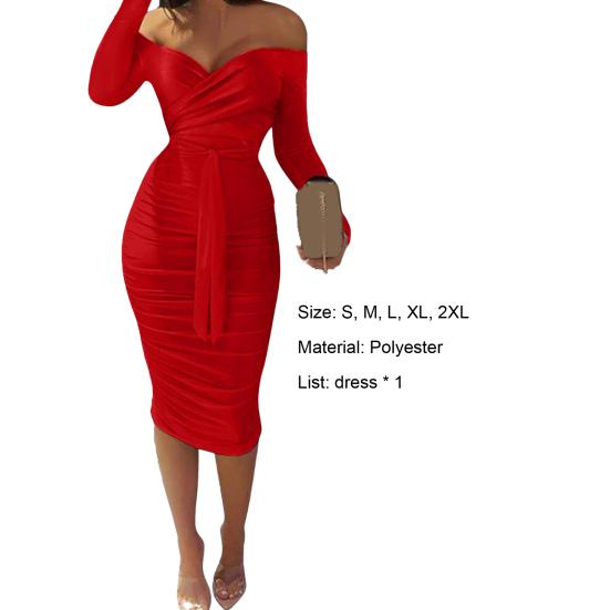 Damenkleid Einfarbig Schulterfrei V-Ausschnitt Slim Fit Etuikleid für Abschlussball