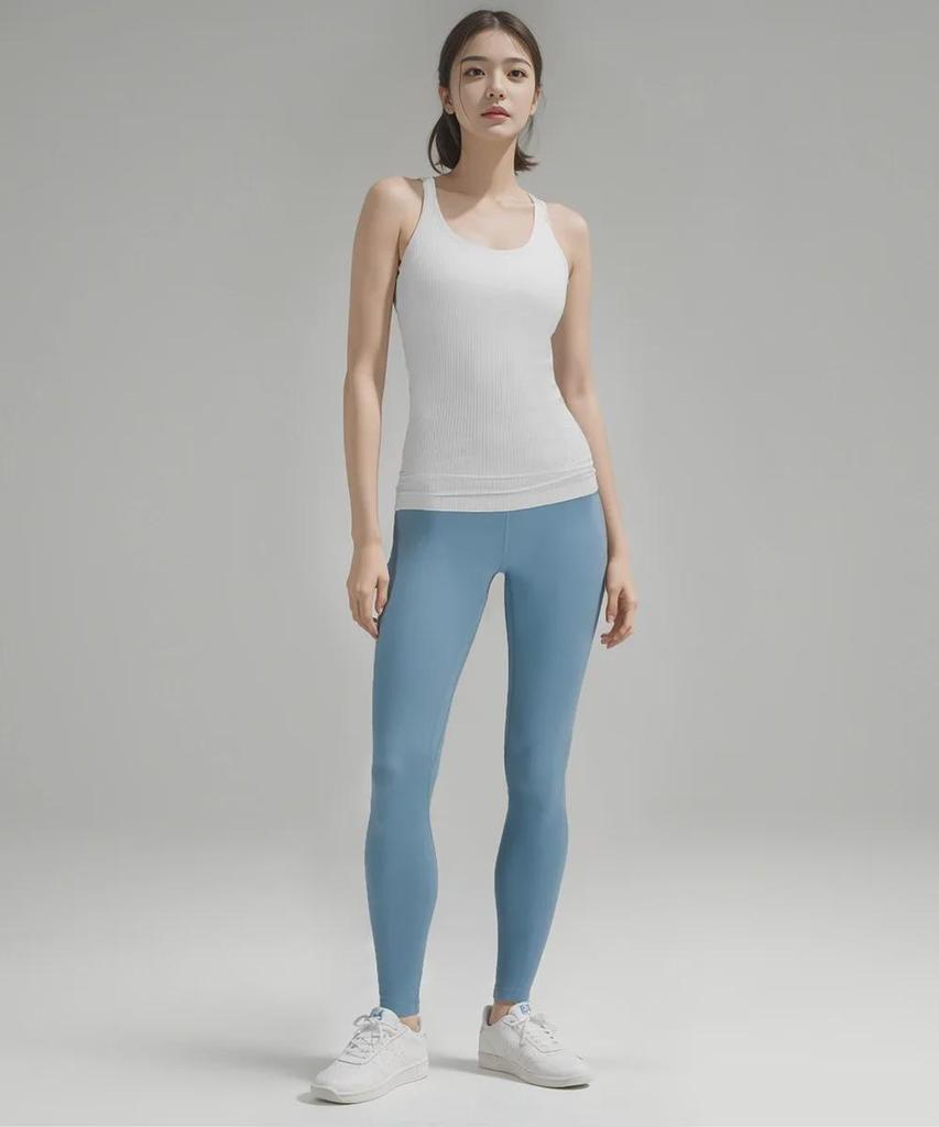 Dámská bezešvá žebrovaná pletená vesta na jógu s I-tvarovanými zády - úzké, vysoce elastické sportovní oblečení