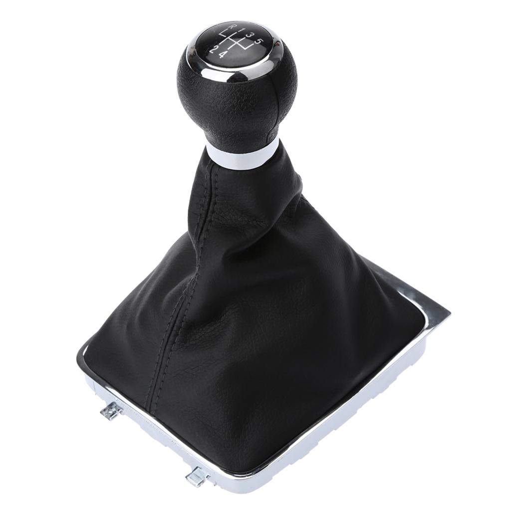5 Speed Gear Shift Knob Stick Boot Gaiter Frame for VW Passat B6 Black
