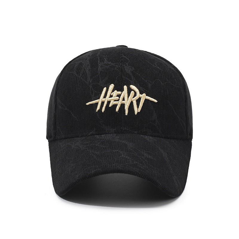 Corduroy Baseball Cap With Embroidered Letters Women Men Winter Adjustable Visor Hat