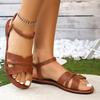 Ženy Sandály Nové Ploché Sandály Ležérní Sandály Ženy Řím Úzké kotníkové sandály Přezka Pásek Plážové značkové boty pro ženy