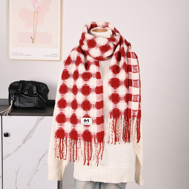 Hochwertiger Schal im koreanischen Stil mit Karomuster: Warmer, verdickter Kaschmir-ähnlicher Schal für Studenten und Paare