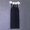 New Rhinestone Fringed Tube Top Dress Design Party Dinner Bandage Dress Bow Sexy Dress