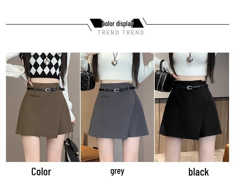 Damen High Waist Unregelmäßiger Midi-Rock: Schwarze A-Linie, Hüftbetont, Petite-Passform für Frühling & Herbst 2025