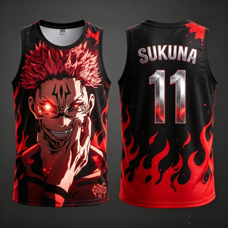 2026 Nový JUJUTSU KAISEN Č.1 2 77 23 11 34 45 Anime tílko Pánské dospělé 3D tištěné Speciální basketbalové tílko Dětské Prodyšné