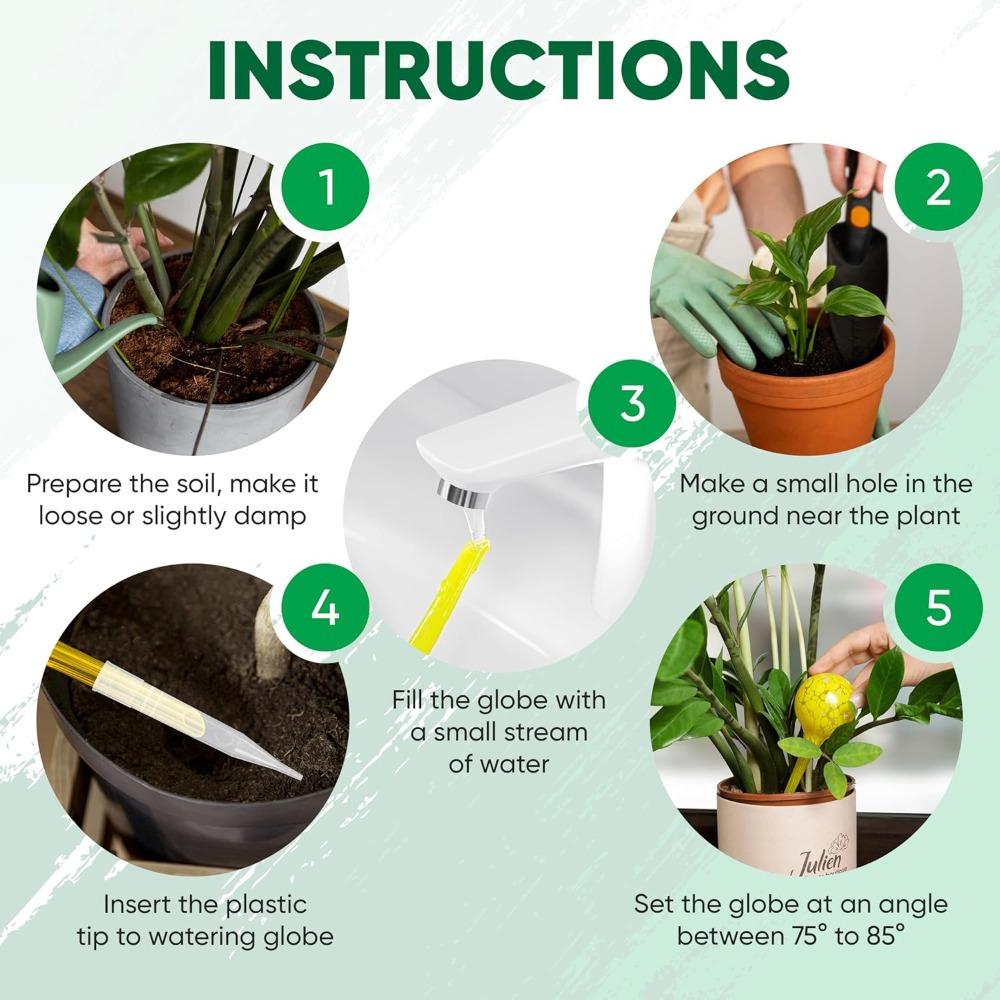 6pcs Plant Watering Globes - Small Glass Self Watering Bulbs Up To 5 Days of Irrigation - for Indoor & Outdoor Plants