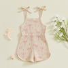 Little Girl Summer Cami Jumpsuit Sleeveless Floral Bow Print Tie Shoulder Shorts Jumpsuits