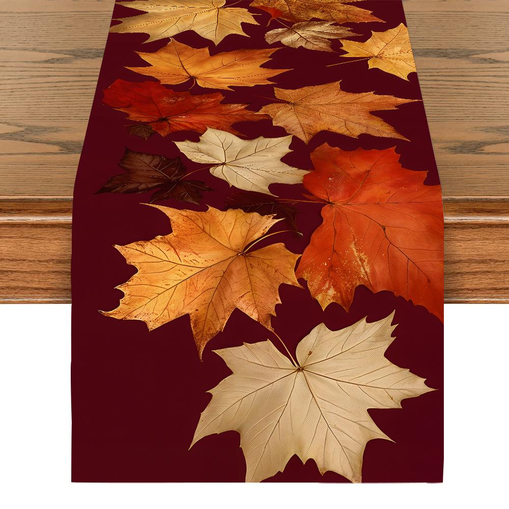 Mantel Decorativo de Calabaza y Hoja de Arce para Acción de Gracias de Otoño para el Hogar y el Comedor
