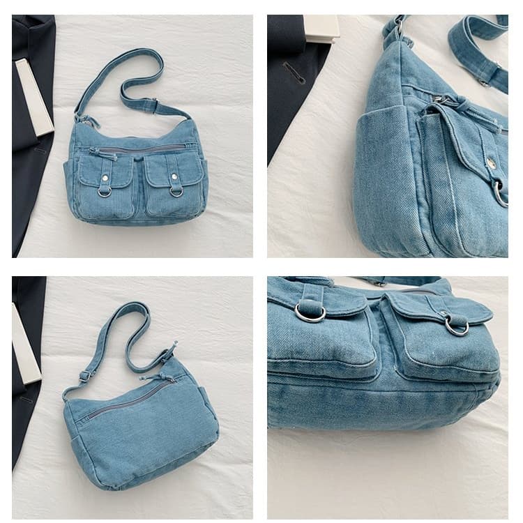 Bolso bandolera de mezclilla retro y antiguo para debajo del brazo, bandolera individual para mujer