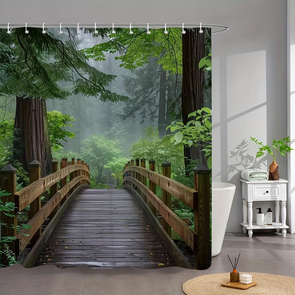 Waldbrücke Duschvorhang - Strapazierfähiges Polyester, Wasserdicht, Leicht zu reinigen