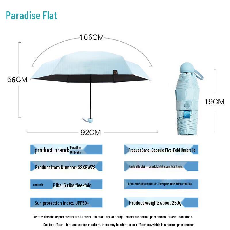 Tiantang UV-Proof Five-Fold Capsule Umbrella