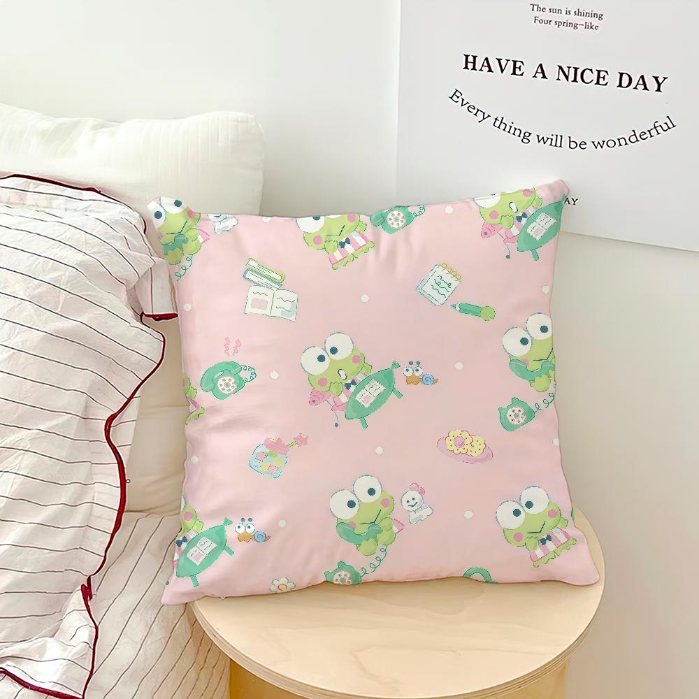 Cushion Cover Green Cartoon Soft Pillow Sro Case For Sofa Kawaii Living Room Home Frog Office K-Keroppi Decor Protective Covers