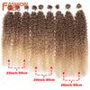 FASHION IDOL 22-26 Zoll 300g/9 Stück Kinky Curly Synthetische Weave Haarverlängerungen Ombre Braun Hitzebeständige Faser Haarsträhnen