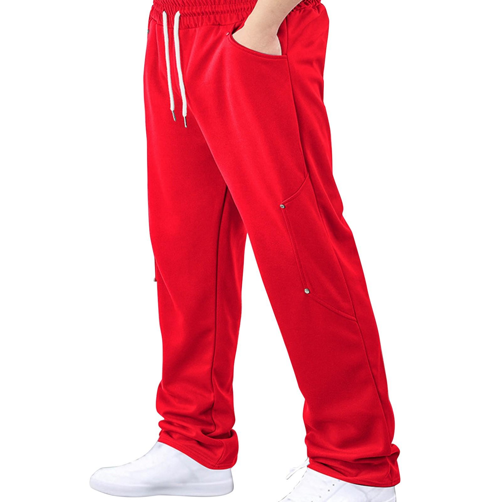 

Мужские повседневные прямые брюки с заклепками и завязками, мужские дышащие спортивные брюки XXL красный