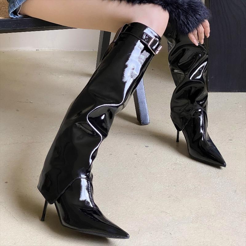 Pointed Toe Women High Boots Sexy High Heels Shoes Fashion Knee High Heeled Shoes Pumps  Winter New Woman Chelsea Botas