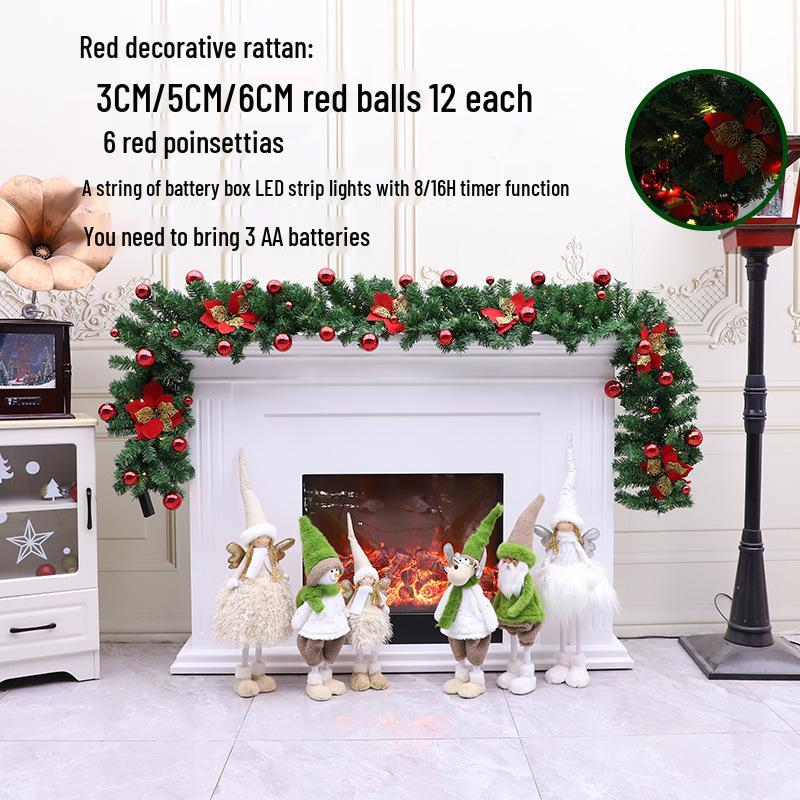 2.7m Lighted Christmas Rattan Garland for Store Displays and Escalators