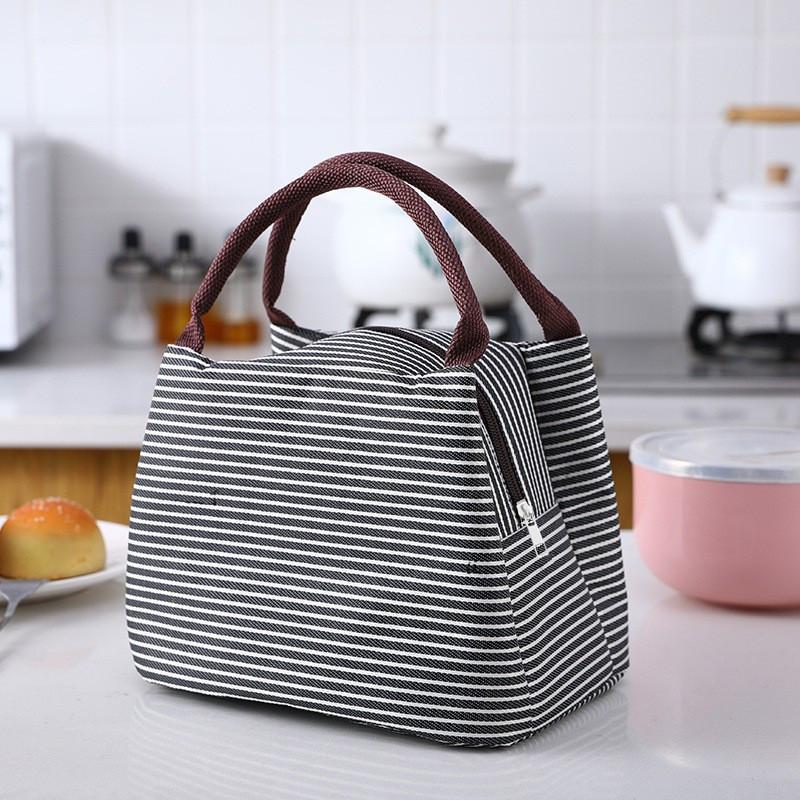 Factory Direct Sales Striped Design Insulated Lunch Bag Thermal Bag Cube Shape
