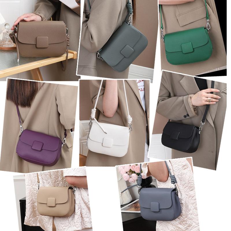 Genuine Leather Bag Fashionable Single-shoulder Crossbody Bag High-end and Versatile Saddle Bag