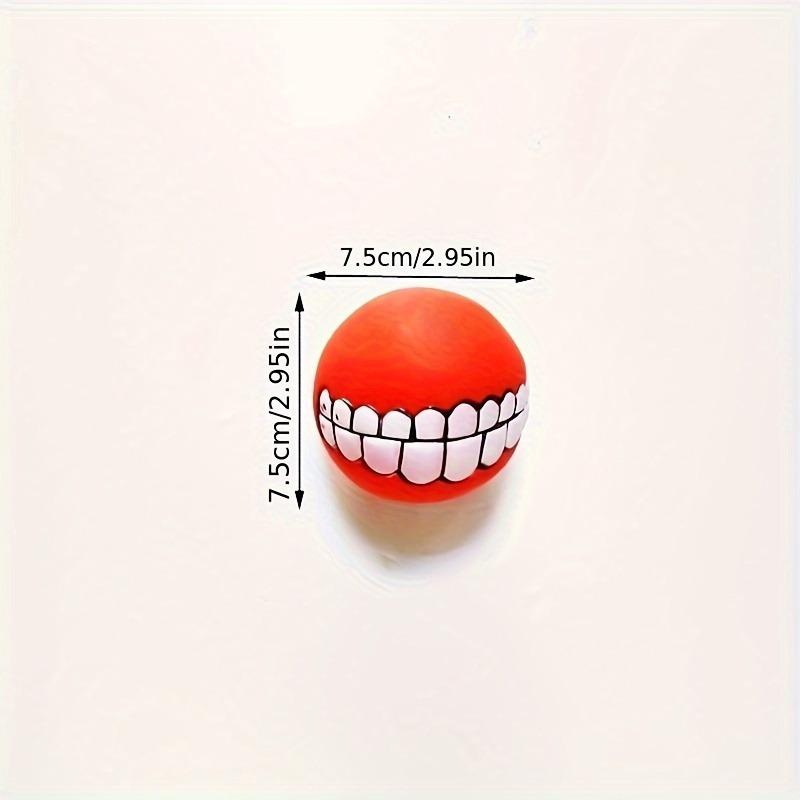 Squeaky Vinyl Dog Teeth Ball Durable Chew Toy for Aggressive Chewers Interactive Pet Training Toy with Fun Sound Multi-Colorir Teeth, Without Battery