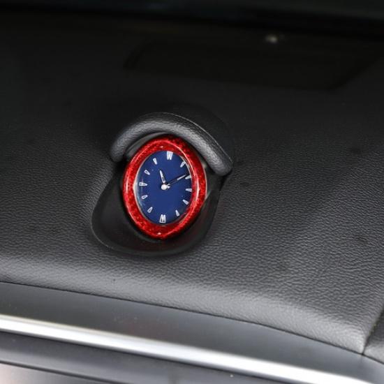 Red Carbon Fiber Dashboard clock Dial Circle Trim For Maserati Ghibli 2014-2024