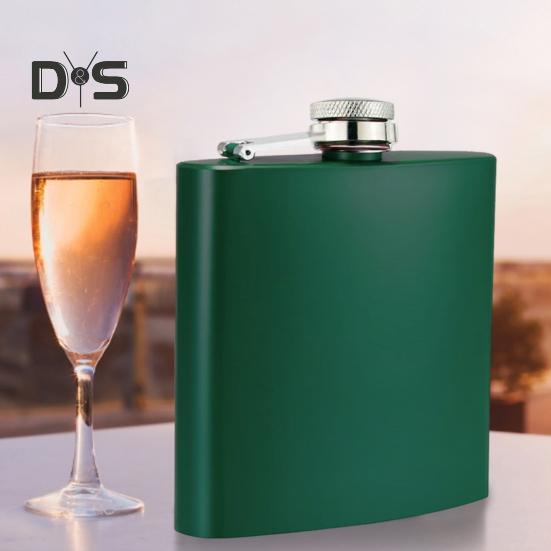 Flachmann aus Edelstahl, 170 ml, matt, auslaufsicher, mit Trichter, nie zu verlierender Verschluss, tragbare Weinflasche mit weiter Öffnung für Outdoor-Aktivitäten