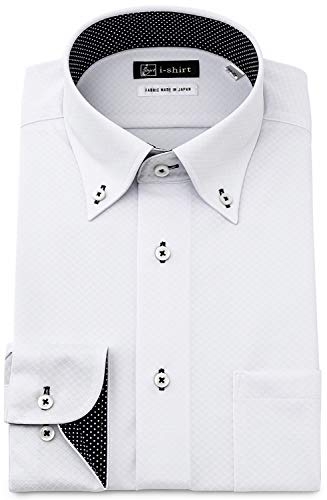 

i-Shirt Men s White Regular Fit Long Sleeve Button-Down Dress Shirt, No Iron, Stretch, Quick-Drying, Rhombic, Size M15120004901, Size L84 (Neck 41cm x