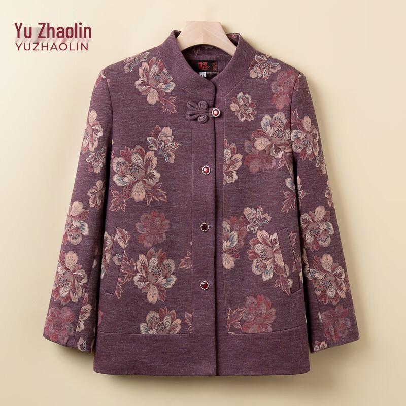 YUZHAOLIN Women s Mid-Aged & Elderly Spring Wool Blend Patchwork Coat XL